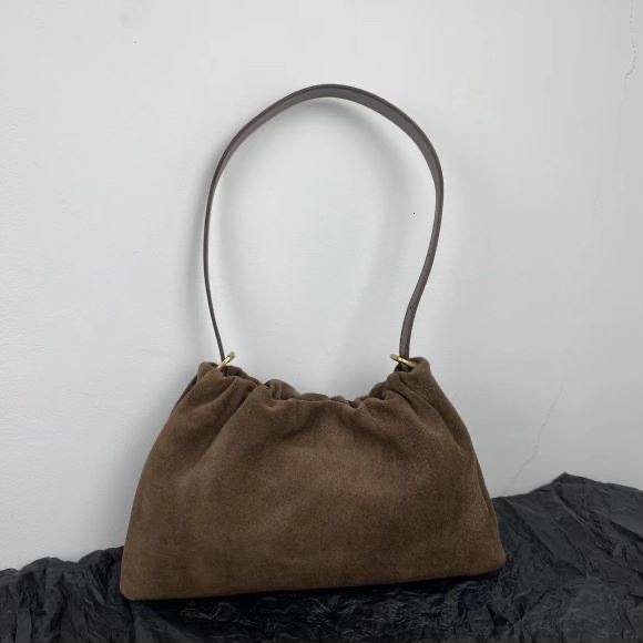 Frosted Suede Cloud Tote For Women Simple All-In-One Corset Drawstring Fashion Single Shoulder Crossbody Bag Genuine Leather Vintage Style Bagvoyage