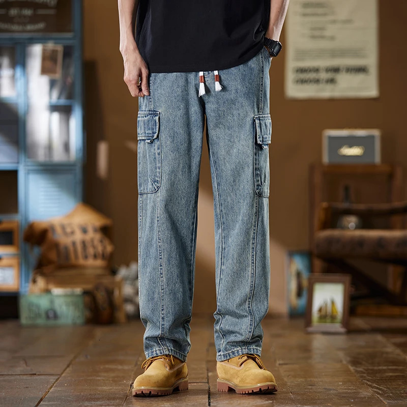 Fashion Street Youth Y2K Fashion Loose Wide Leg Pants Spring/Summer Collection Retro Straight Pants Version Jeans 241108