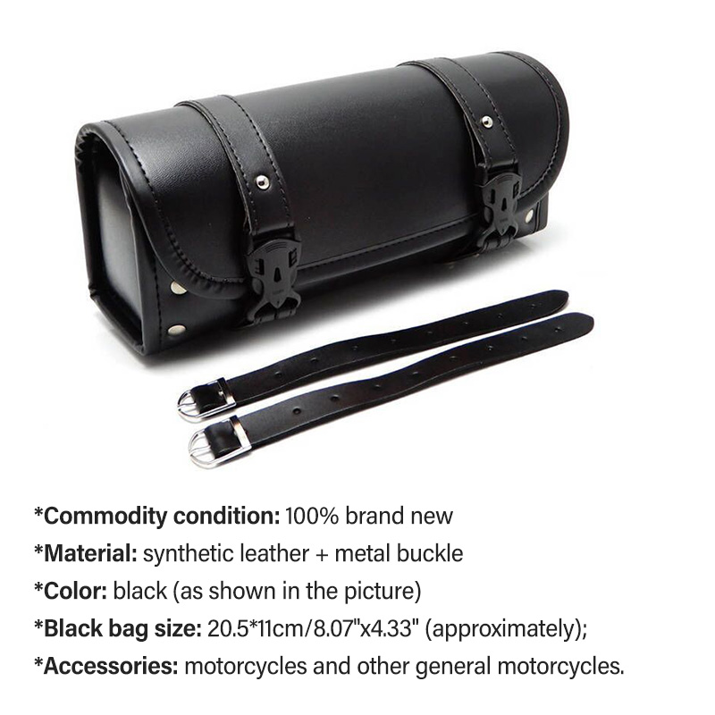 Universal Motorcycle Bag Waterproof Leather Front Fork Handlebar Toolkit Vintage Tool Roll Storage Barrel Cruiser Saddlebag