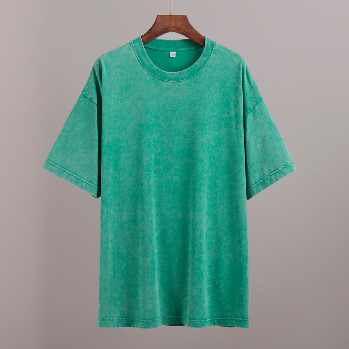 Women's T-Shirt Relaxed Fit Vintage Cotton - Elegant Round Collar Lightweight Wash Treatment for Easy Wear H25215