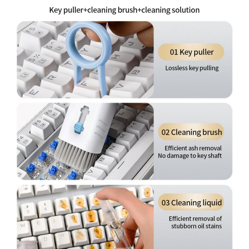 7 In 1 Airpods Cleaner PC Keyboard Cleaning Kit Phone Screen Bluetooth Headphones Cleaning Laptop Tablet Cleaning Brush Tools