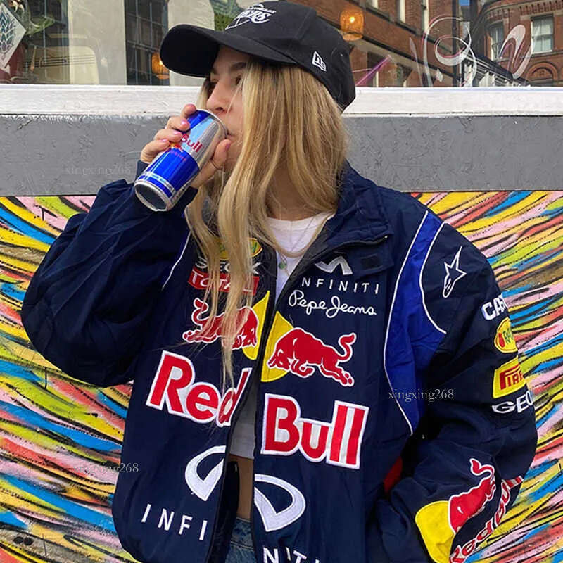 Women Jackets Motorcycle Cycling Designer Spring And Autumn New Sporty Racing Jacket Black Print Casual Loose Sleeve Windbreaker Coat fall Clothes for