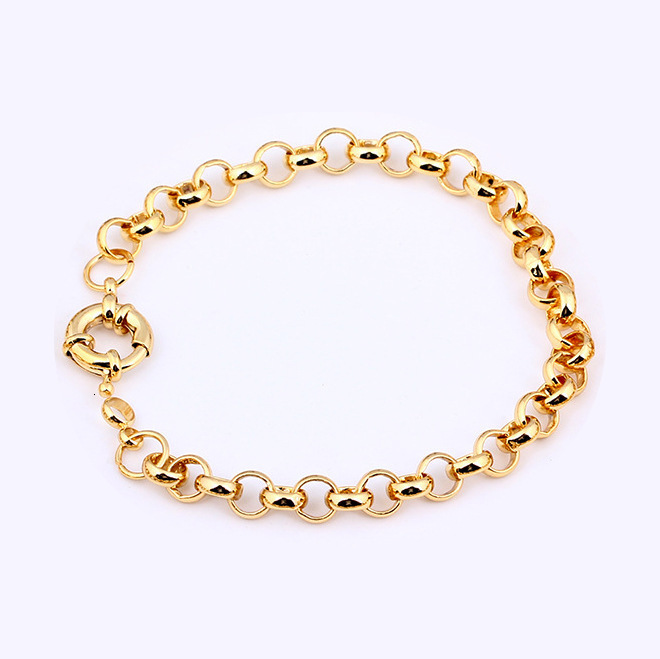 Gold Color Belcher Bolt ring Link Men Women Solid Bracelet Jewllery in 18-24cm Length 240613