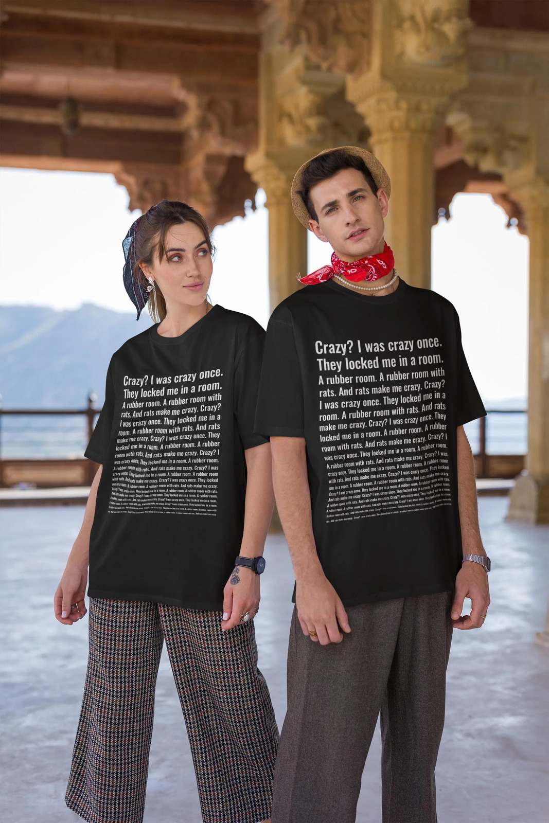 Crazy I Was Crazy Once T Shirt Funny Meme Trend Y2k Streetwears 100% Cotton Unisex O-neck T-shirts For Men Women EU Size 240321