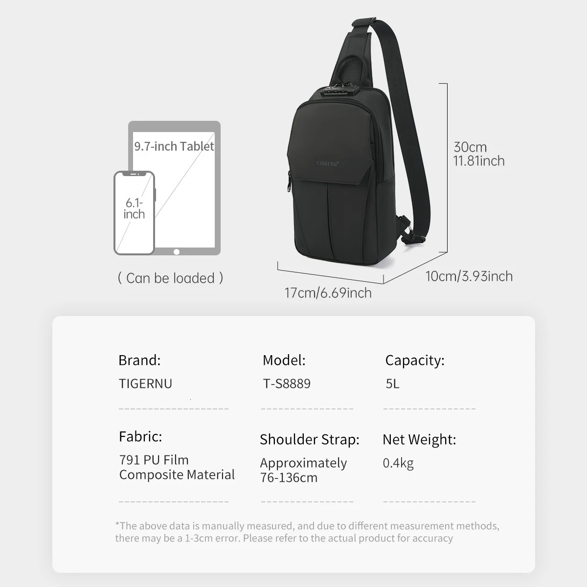 Warranty Men Chest Bag Fashion Shoulder Bags Male Ipad For 97inch TAS Crossbody Waterproof Sling Pack Boys 241029