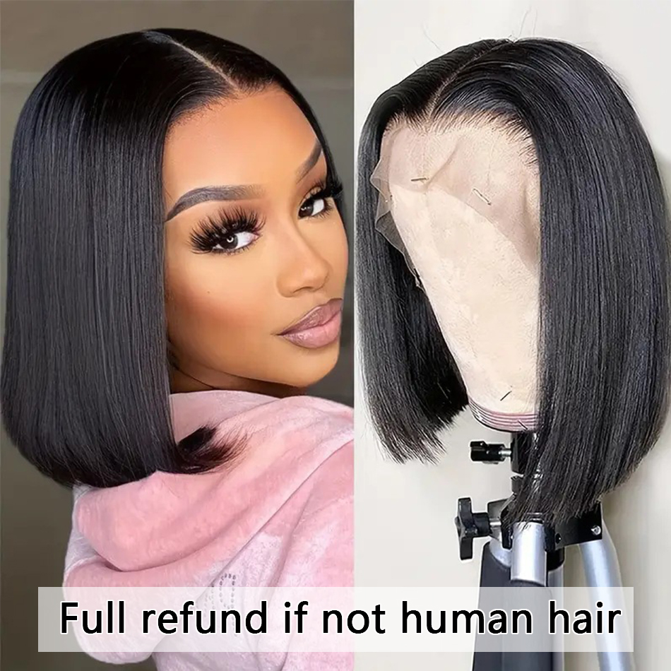 Peruvian 360 Full Lace Frontal Human Hair Wig Pre Plucked Long Bone Straight 13x4 HD Transparent Lace Front Wig for Women Black/Red /Blonde /Grey Huma