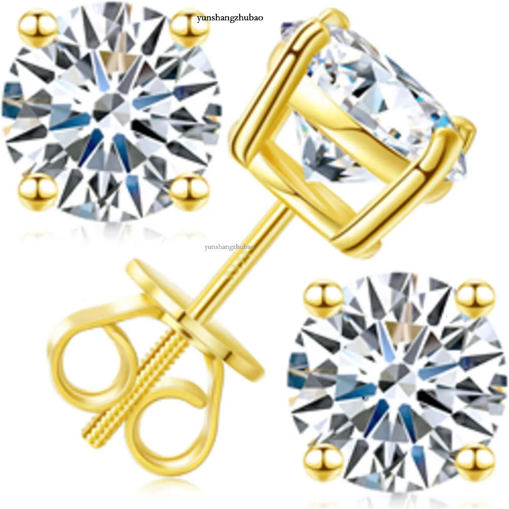 Pass Dia Tester 3-10mm Classic Moissanite Stud Earrings Sterg Sier Mossanite Fashion Screw Back Men Women