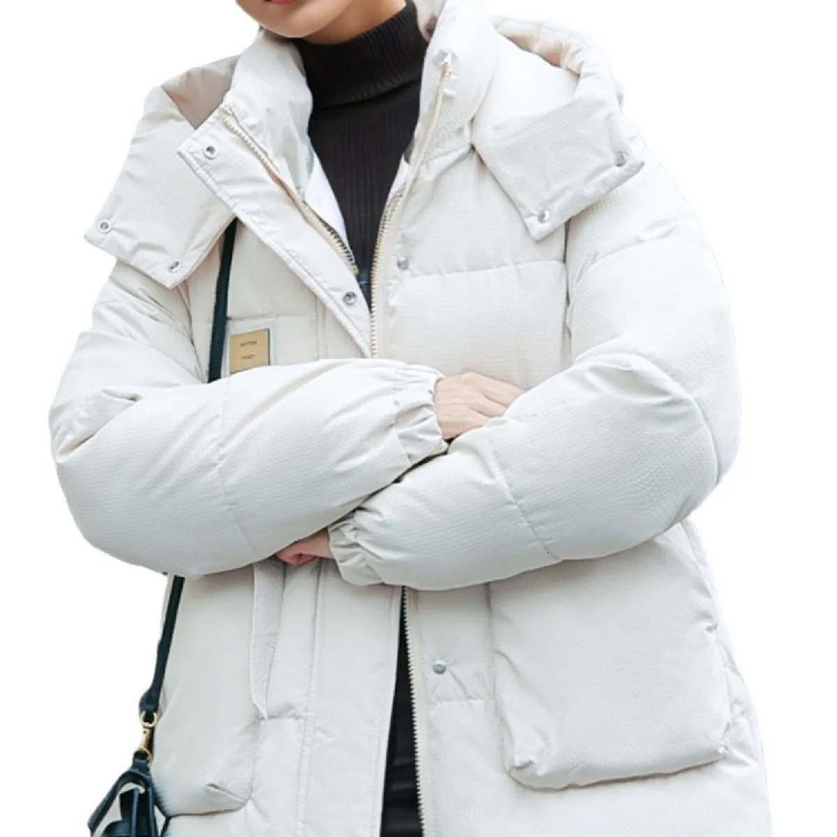 n Sense Winter Women Short Cotton Jacket Female Hooded Thicken Warm Parkas Coats 2 Lager Pocket 241111