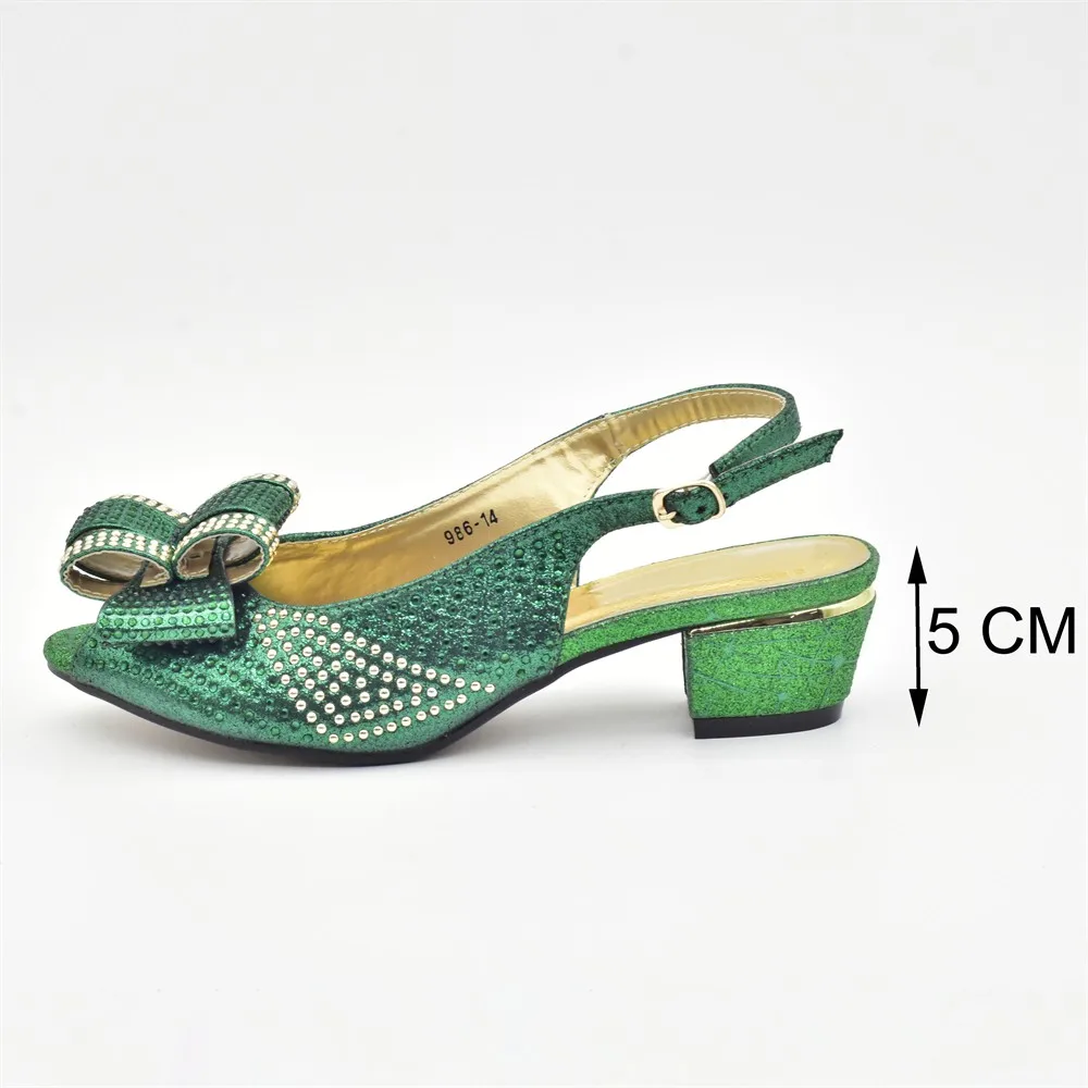 Women's Pumps Shoe and Bag Set Fashionable Rhinestone Low Heels Shoes with Matching Bag for Party or Wedding Ladies Shoes Heels