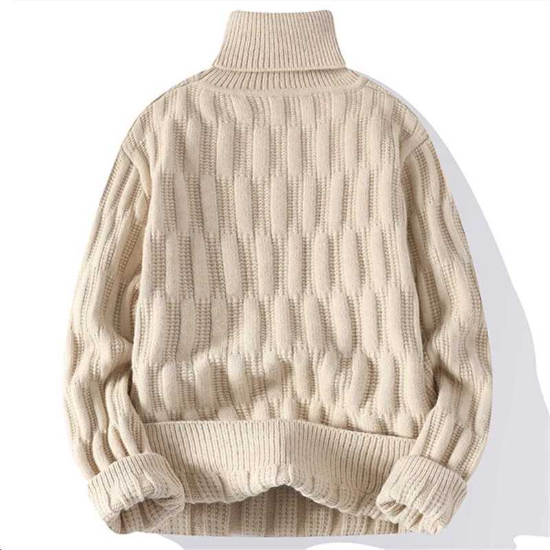 High Quality Autumn and Winter Mens Turtle Neck Sweater Fashion Jacquard Knitted Fabric Mens Casual Knitted Solid Color Turtle Neck Sweater T241111