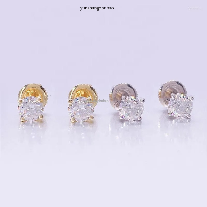 Stud Earrings 0.2-4CT 3-8mm Moissanite Screwback Women Sterg Sier 14K Gold Plated Moisanite Solitaire Pass