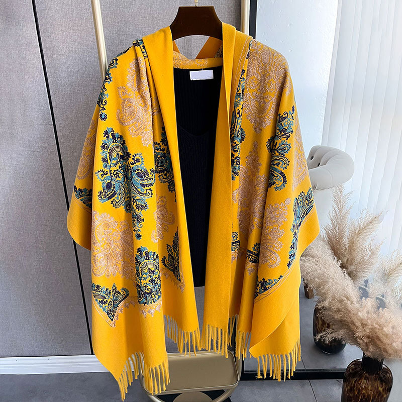 High quality fashion design,Women's autumn and winter tassel thickened ethnic style travel shawl