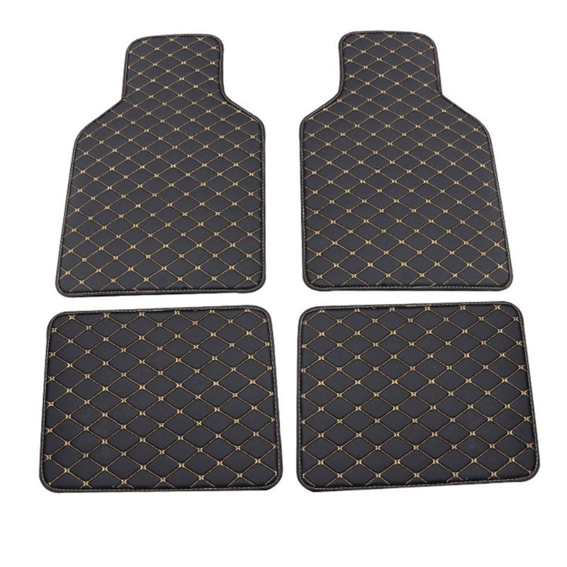 4Pcs PU Leather Car Floor Mat Waterproof Foot Pads Protector Anti-Slip Front and Rear mats Set for Suv F19A