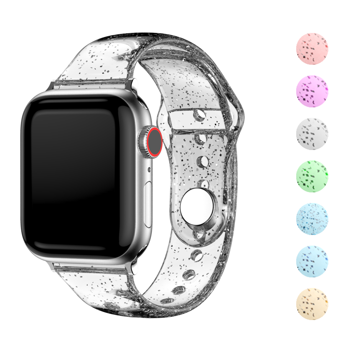Silicone Bands for Apple Watch Strap 45mm 41mm 44mm 40mm 42mm 38mm Glitter Women Sports Wristband for iWatch 9/8/7/6/5/4/3/2/SE