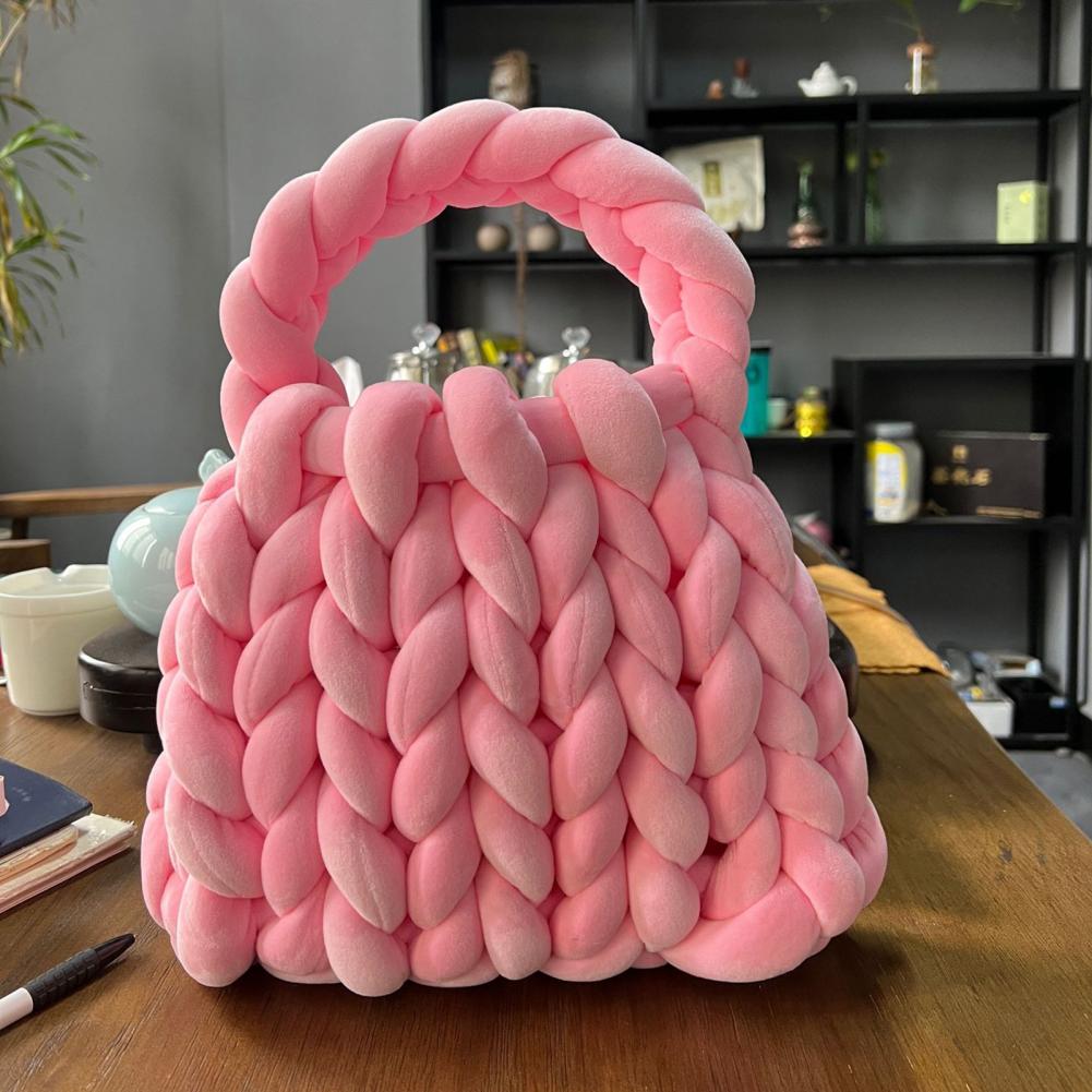 Stylish Underarm Bag Aesthetic Lightweight Rope Woven Crochet Tote Handbag Solid Color Tote Bag Outdoor Accessory