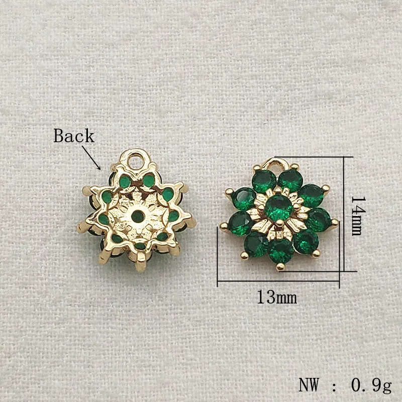 incoming 50 cubic zirconia flower charms measuring 14x13mm suitable for handmade necklaces earrings DIY accessories jewelry discovery and accessories 