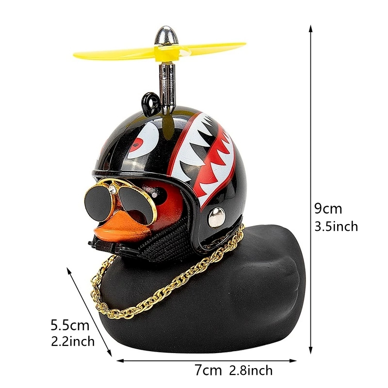 Car Ornament Duck with Helmet Broken Wind Small Black Duck Road Bike Motor Riding Cycling Car Accessories Interior Without Light