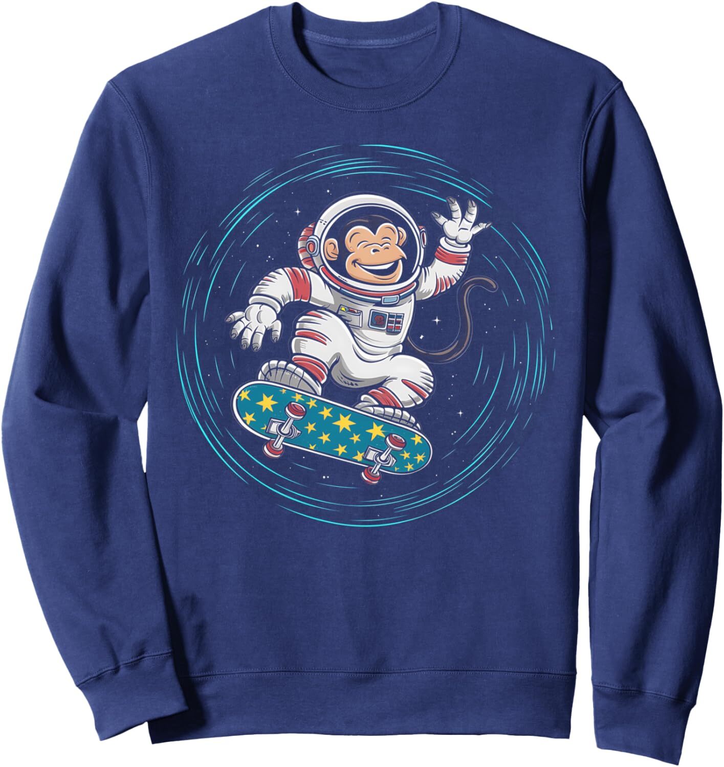 Long Sleeve Shirts for Men sweatshirt Astronaut Monkey Skateboarding in Space Galaxy Planet Design Sweatshirt T shirt Tee Streetwear Casual tops cloth