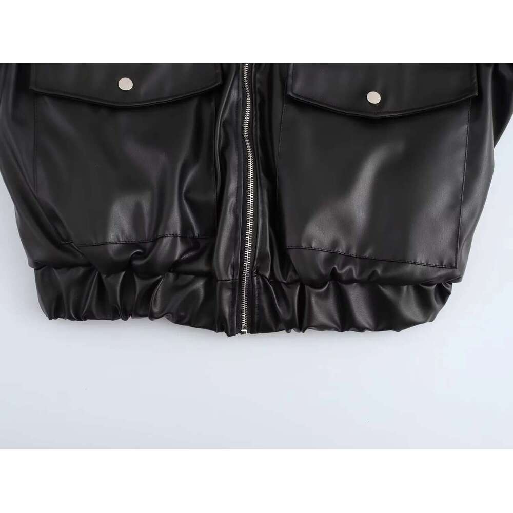 shanshi leather jacket women Wind autumn new fashion street imitation loose casual leather jacket for women