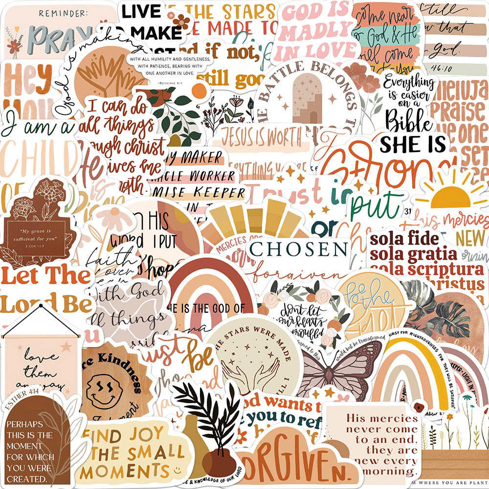 10/50Pcs Bohemia Style Jesus Christian Bible Verse Faith Cross Wisdom Words Decals Stickers For Lage Laptop 0723