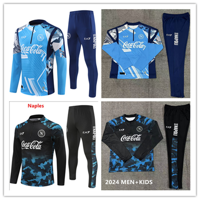 2024 2025 AE7 Napoli trackSuit jacket soccer jersey Zielinski 24/25 napoli Blue camouflage style Half pull Long sleeve SSC Naple long zipper set veste suit
