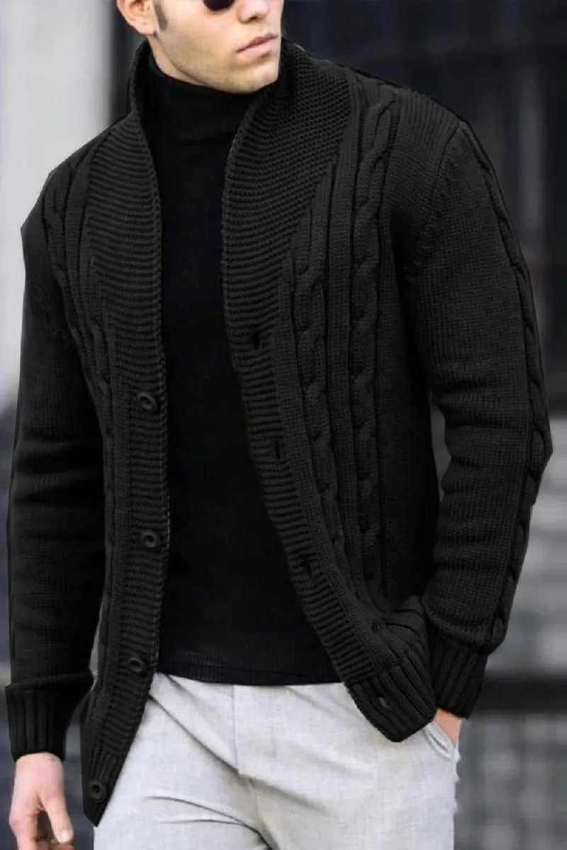 High Quality Open collar mens knitted solid jacket casual open top single corset Spl autumn thick warm sweater knitted T241111