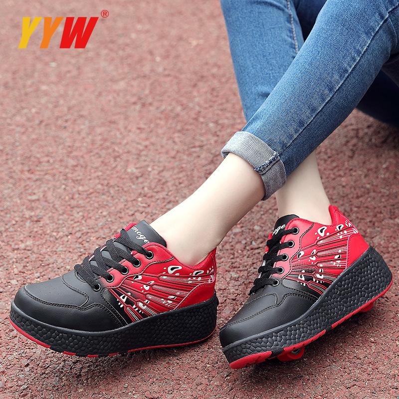 Children Junior Roller Skate Shoes Kids Pink Sneakers With Two 2021 Boys Girls Wheels Shoes Adult Casual Boys Shoes Eur 31-42