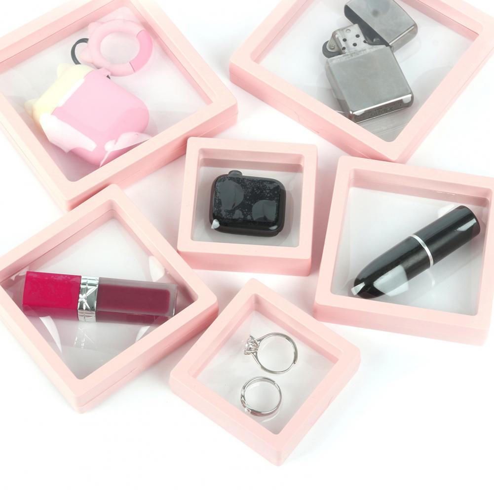 Mini 10Pcs Excellent 3D Floating Picture Frame Jewelry Box Display Stand Plastic Earrings Case Good Sealing for Home