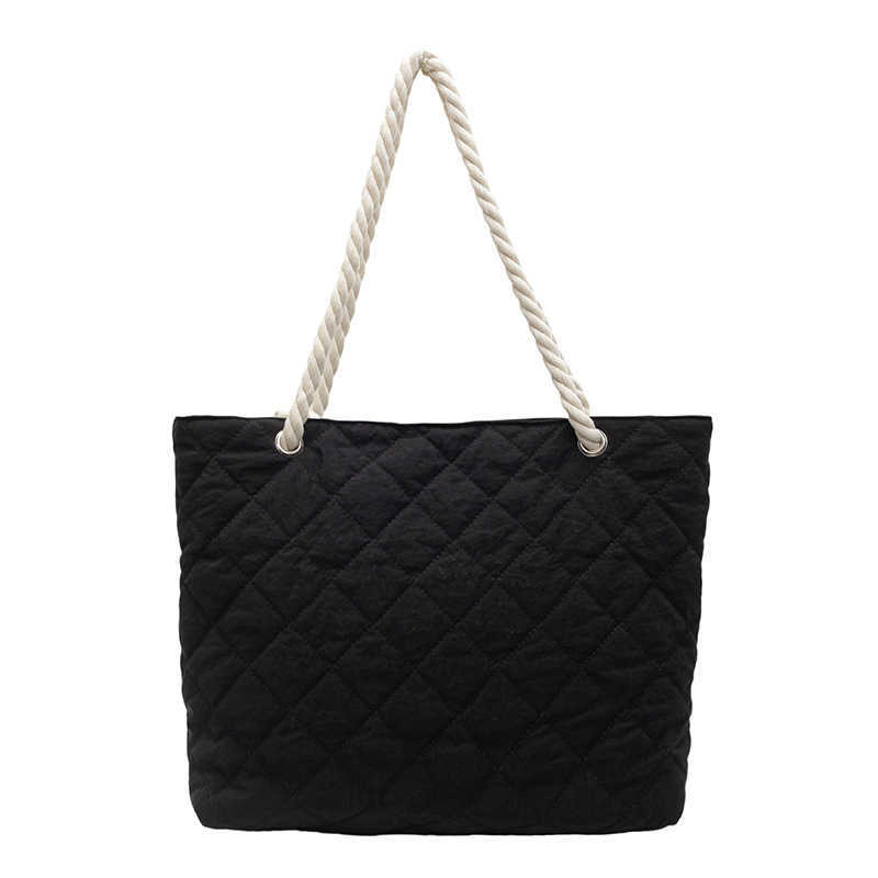 autumn winter diamond grid casual women's bag cotton clothing bag versatile cloth bag women's winter versatile 241115