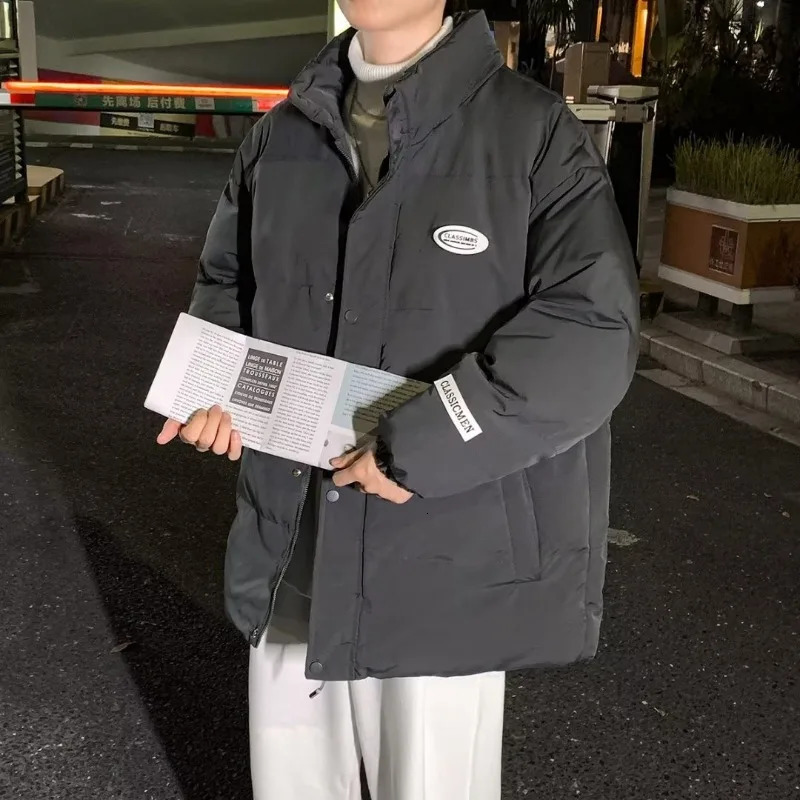 Vintage Cottonpadded Jacket Mens Winter Standup Youth Trend Casual CottonpaddedJacket Loose Fashion 241108