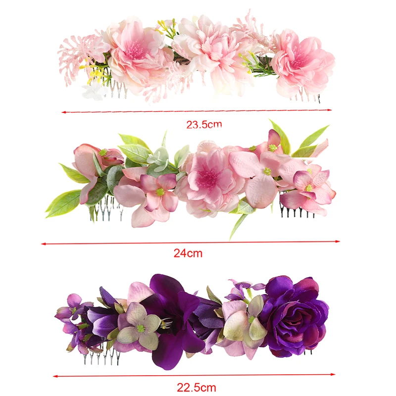 Bride Flower Hair Combs Wedding new Headwear Romantic Rattan Floral Hairpin Hair Comb Clip Back of Head 2025 Women Hair Accessories