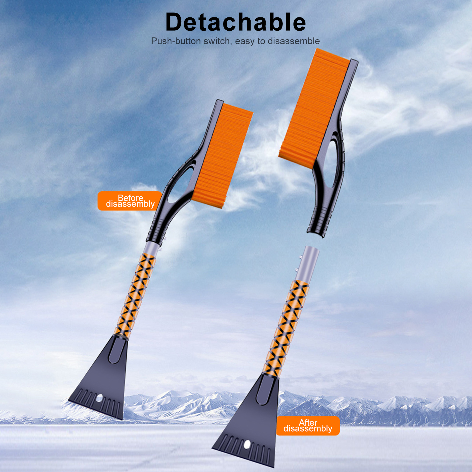 Car Ice Scraper Detachable Snow Remover Snow Brush Multifunctional Ice Shovel Cleaning Tool Thickened EVA Handle ea243