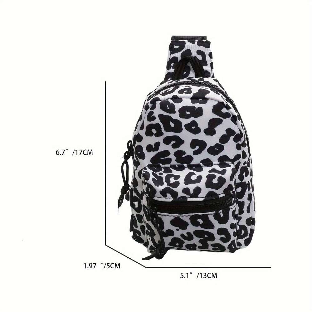 Fashion Mini Crossbody Bag with Zipper Closure Stripe Pattern Nylon Material in White, Black, Brown Colors - Perfect for Daily Use, Travel, and Sports