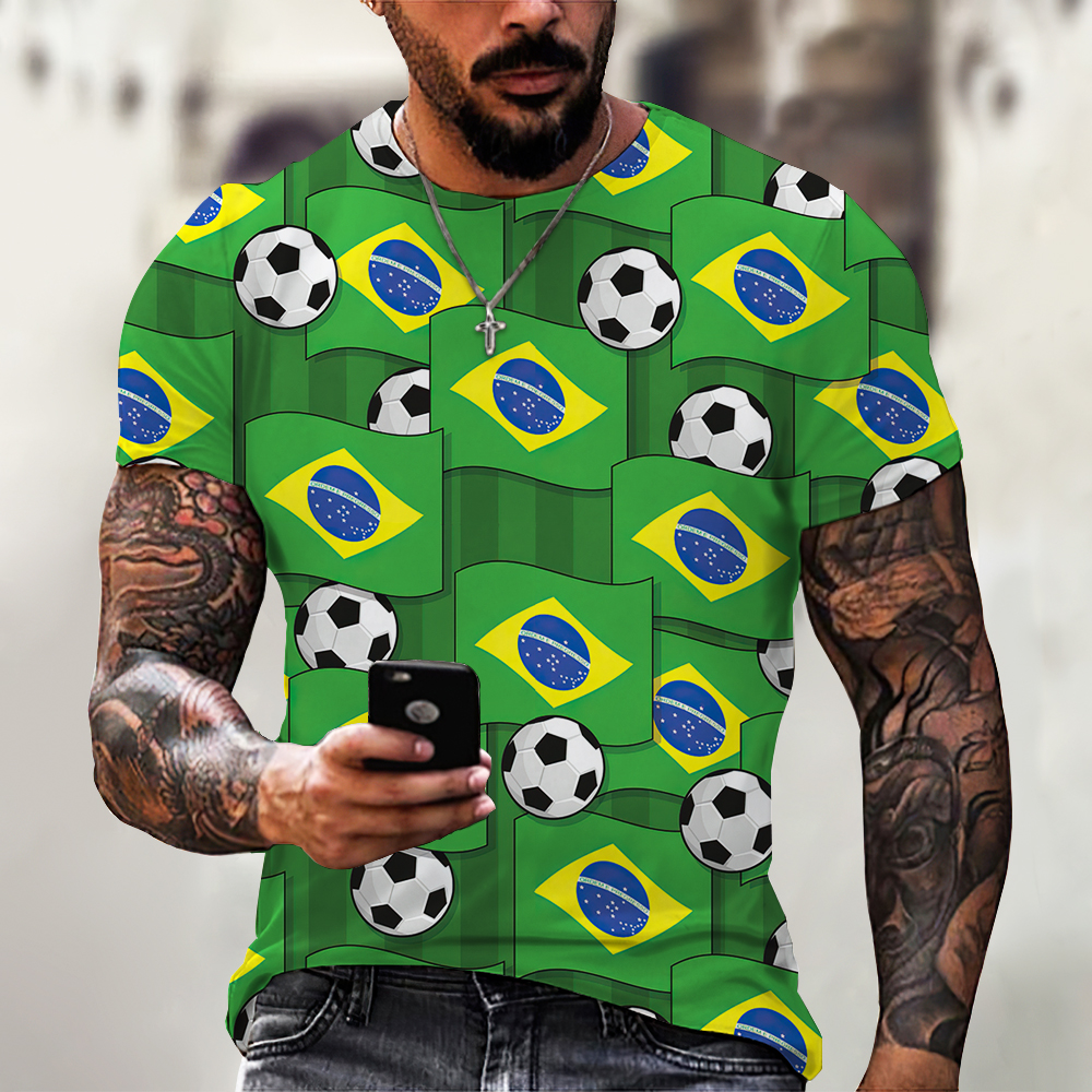 Men's Summer Casual Clothing Football Jerseys Streetwear 3D Printed T Shirt Oversized CrewCollared Harajuku Short Sleeve Tee Top