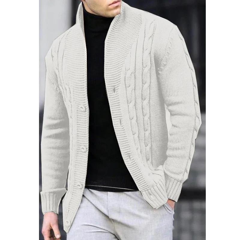 Autumn and Winter Mens Casual Warm Coat Sweater Cardigan Longsleeved Zipper 241111
