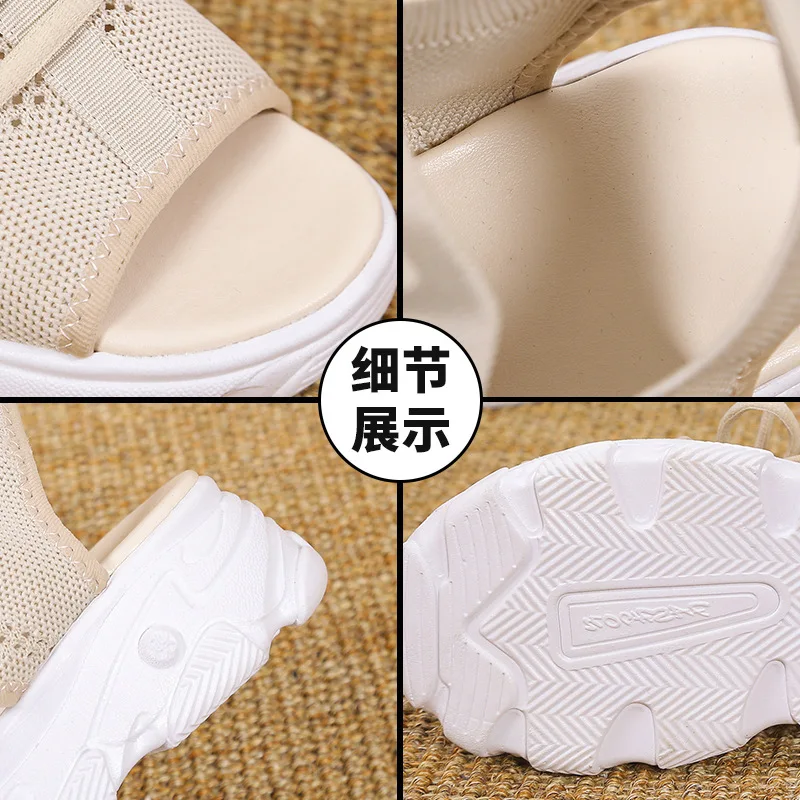 Mesh Platform Sandals for Women Lace-Up Open Toe Summer Shoes Lightweight Casual Heeled Sandals Ideal for Beach and Everyday Wear