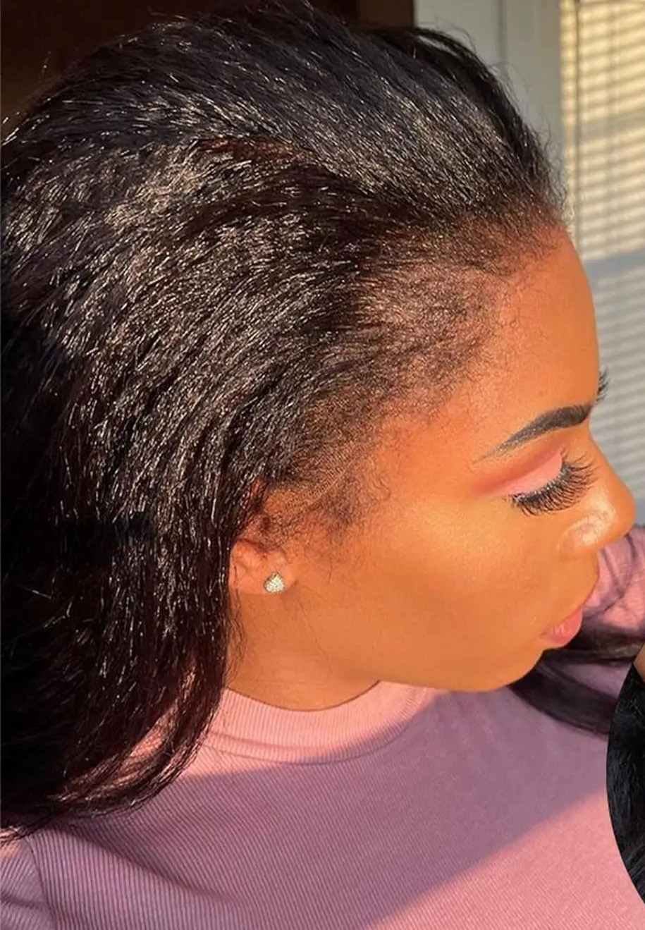 Kinky Straight 4c Edges Baby Hair Lace Front Wig Brazilian Human Hair 360 full Lace Frontal Wigs with Curly Baby Hair Diva24