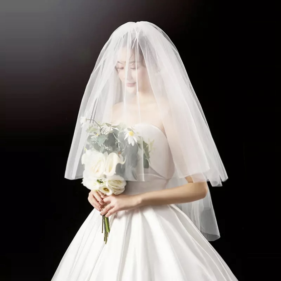 New Arrival Soft Tulle White Ivory Bridal Veils Cut Edge Cheap Bride wedding accessories Velo de novia Cheap wedding veil