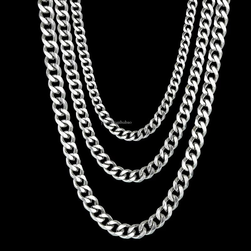 gold black plated hiphop necklace jewelry stainless steel cuban k chain for men women Free shipping Free shipping