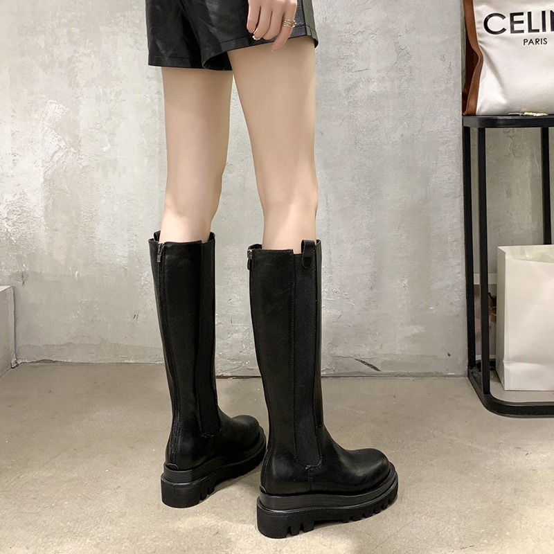Toe Round Zipper Women's Boots Autumn Boots-Women Shoes Thigh Heels High Sexy Clogs Platform 2023 Lolita Over- a97b -Women