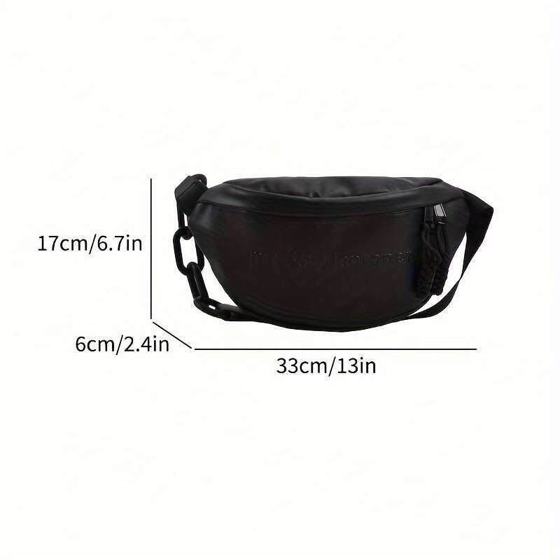 Fashion Trendy Letter Pattern Fanny Pack Crossbody PU Leather Chest Bag with Chain Strap for Street Wear, Casual Day Outings, Music Festivals - Stylis