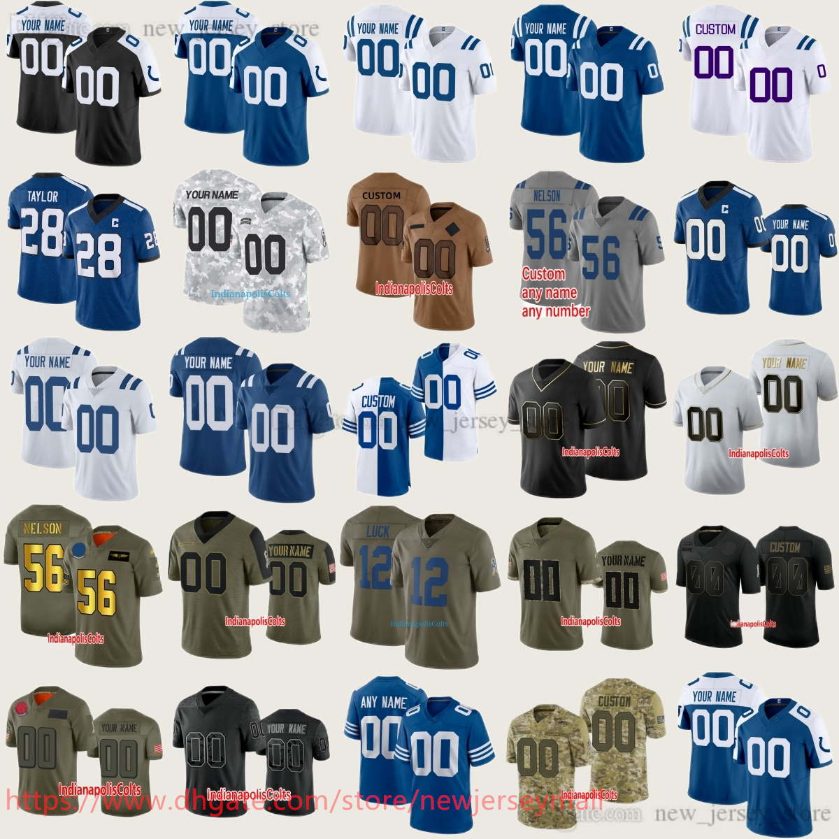 Custom S-6XL Football 5 Anthony Richardson Jersey 28 Jonathan Taylor 56 Quenton Nelson Darius Leonard DeForest Buckner Laiatu Latu Michael Pittman Manning Jerseys