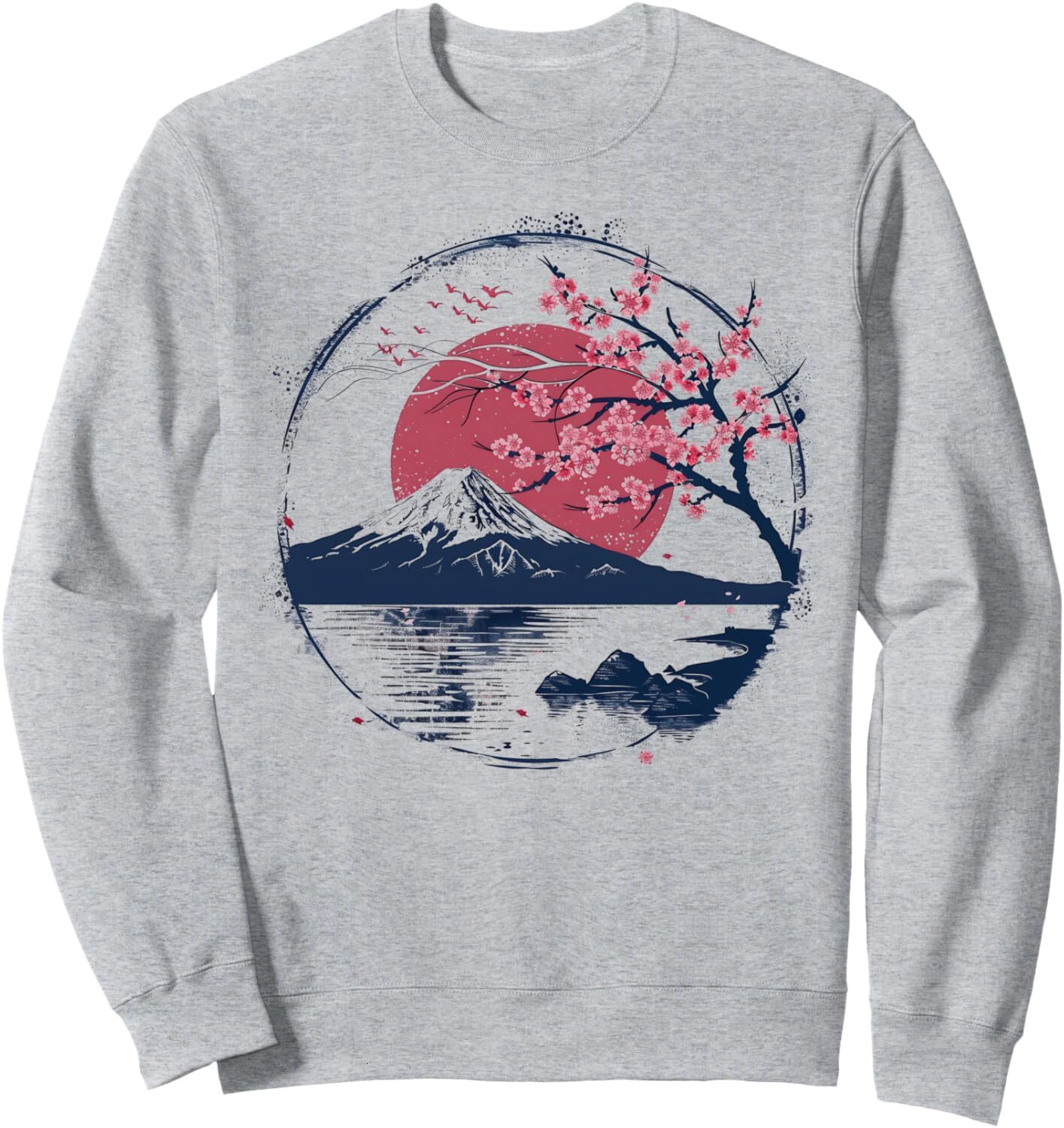 Long Sleeve Shirts for Men sweatshirt Japan Mount Fuji Cherry Blossom Tree Sunset Japan Sweatshirt T shirt Tee Streetwear Casual tops clothes