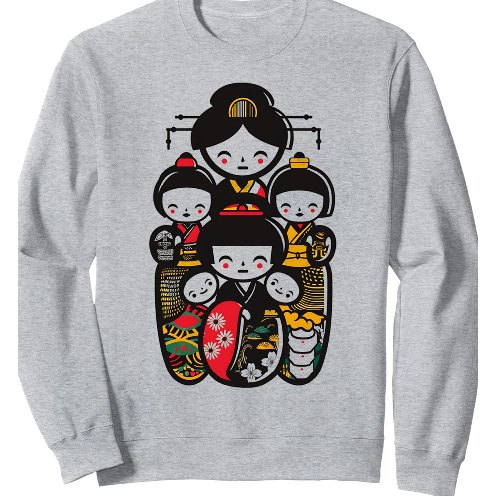 Long Sleeve Shirts for Men sweatshirt Japanese Doll Kawaii Anime Family Matching Group Sweatshirt T shirt Tee Streetwear Casual tops clothes