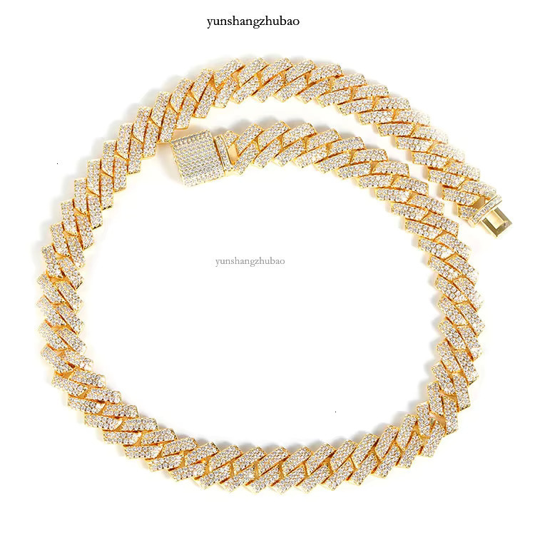 13mm Hip Hop Cadena Men Iced Out k Chain Gold Prong Ice Cuban Necklace Women