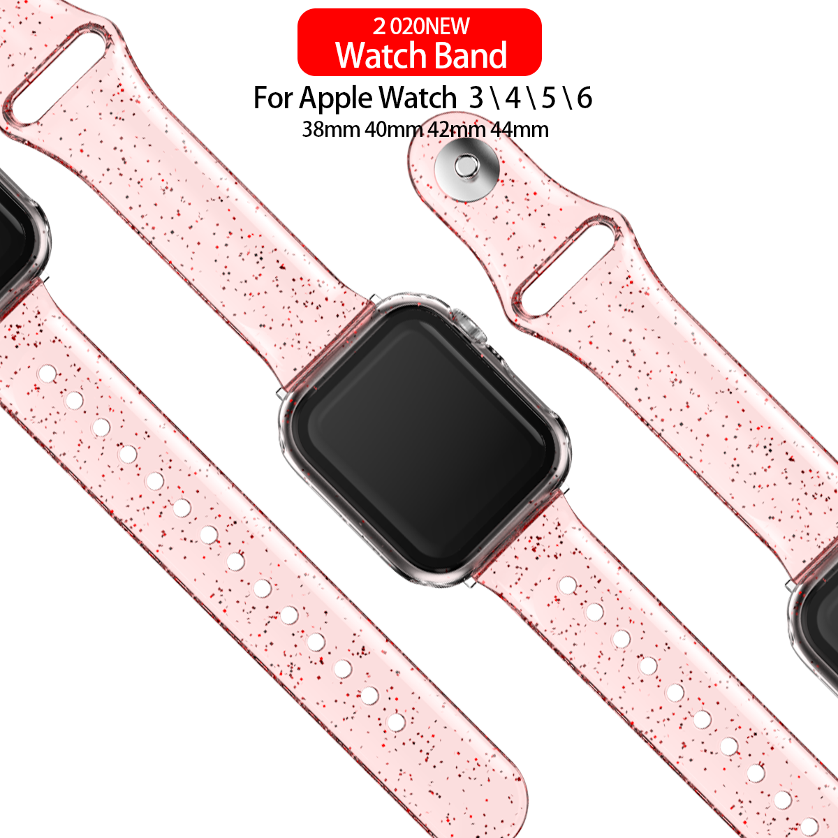 Silicone Bands for Apple Watch Strap 45mm 41mm 44mm 40mm 42mm 38mm Glitter Women Sports Wristband for iWatch 9/8/7/6/5/4/3/2/SE