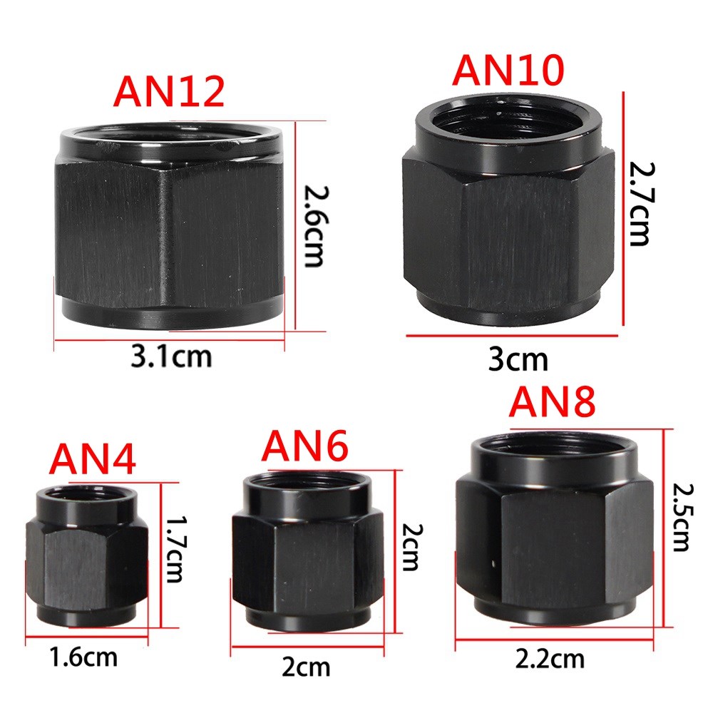 1Pcs High Quality Hex Head Port AN4 AN6 AN8 AN10 AN12 Adapter Female Flare End Cap Plug Tube Fitting Aluminum Black