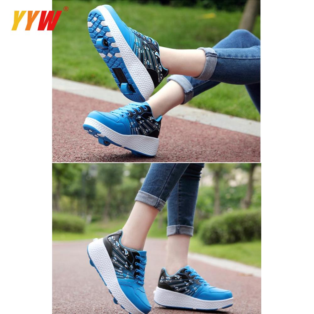 Children Junior Roller Skate Shoes Kids Pink Sneakers With Two 2021 Boys Girls Wheels Shoes Adult Casual Boys Shoes Eur 31-42
