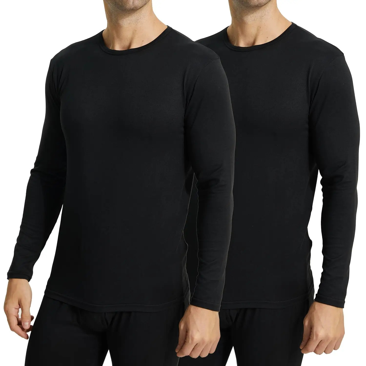 2 Pack Thermal Shirts for Men Crewneck Long Sleeve Undershirt Base Layer Cold Weather Thermals 241111