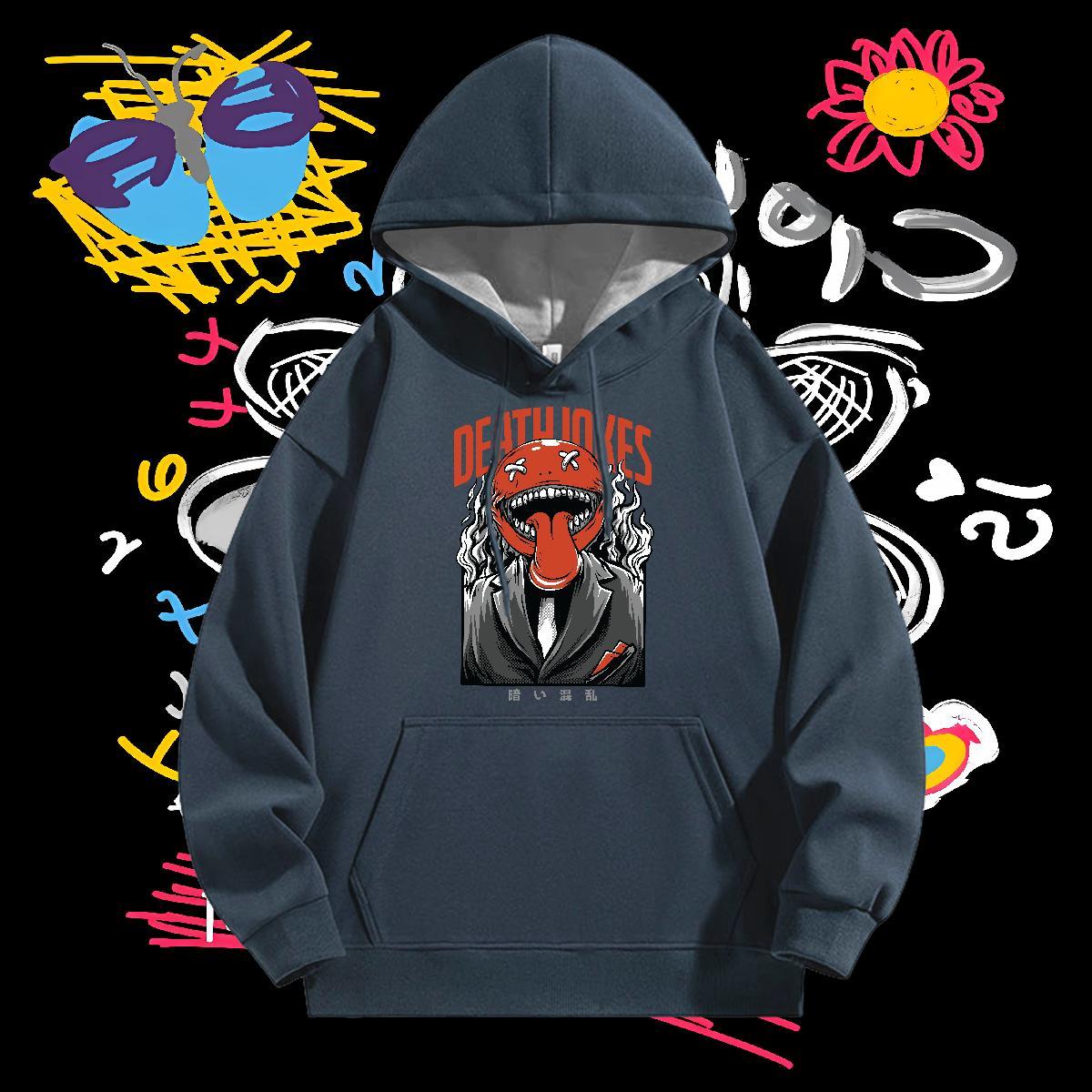 Wholesale Hoodie Hooded Collar Long Sleeves Unisex Couples Hoodie Anime Print Top Pullover Hoodie Casual Thick Plush